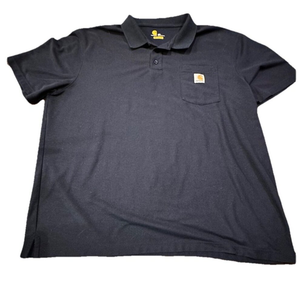 Carhartt Force Mens 2XL Polo Shirt Navy Blue Original Fit Performance Workwear